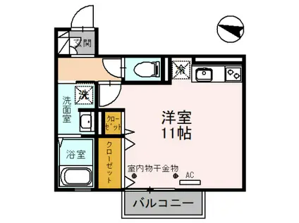高山本線 速星駅 徒歩8分 2階建 築6年(ワンルーム/2階)の間取り写真