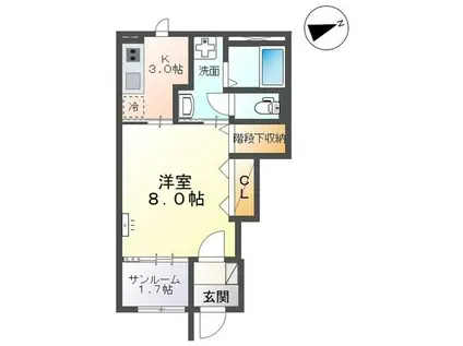 富山地鉄富山市内線 新富町駅(富山) 徒歩4分 2階建 新築(1K/1階)の間取り写真