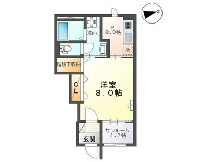 富山地鉄富山市内線 新富町駅(富山) 徒歩4分 2階建 新築(1K/1階)の間取り写真