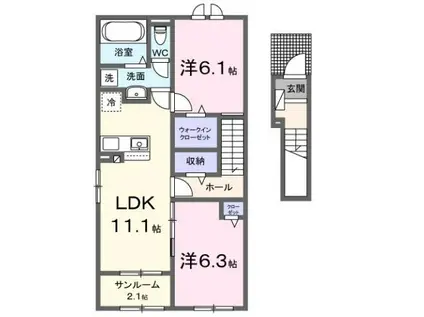 富山地鉄不二越上滝 大泉駅(富山) 徒歩29分 2階建 新築(2LDK/2階)の間取り写真