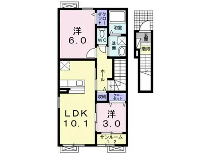 フローラル(2LDK/2階)の間取り写真