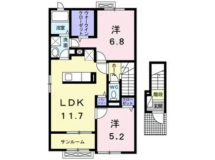 富山地鉄本線 東新庄駅 徒歩20分 2階建 築11年(2LDK/2階)の間取り写真