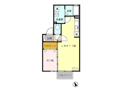 高山本線 婦中鵜坂駅 徒歩34分 2階建 築21年(1LDK/2階)の間取り写真