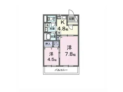 高山本線 婦中鵜坂駅 徒歩18分 3階建 築22年(2DK/3階)の間取り写真
