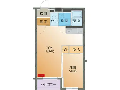 富山地鉄不二越上滝 朝菜町駅 徒歩19分 3階建 築19年(1LDK/2階)の間取り写真