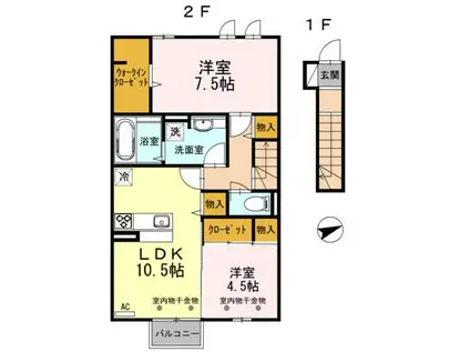 城端線 砺波駅 徒歩21分 2階建 築12年(2LDK/2階)の間取り写真