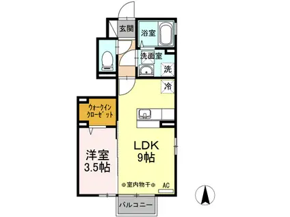 D-ROOMウィル(1LDK/1階)の間取り写真