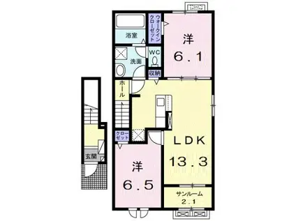 高山本線 速星駅 徒歩35分 2階建 築1年(2LDK/2階)の間取り写真