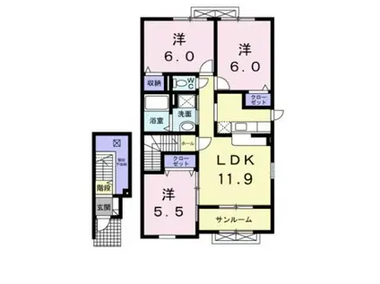 メゾンビューⅡ(3LDK/2階)の間取り写真