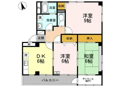 ヴィべールJ(3DK/3階)の間取り写真