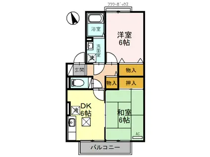 あいの風とやま鉄道 小杉駅(あいの風) 徒歩17分 2階建 築28年(2DK/1階)の間取り写真