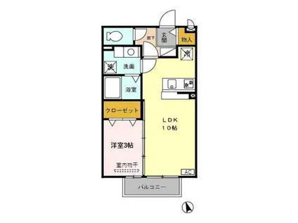 ミューズ21 A(1LDK/2階)の間取り写真