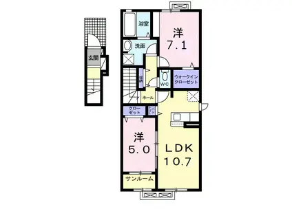 サニー Ⅵ(2LDK/2階)の間取り写真