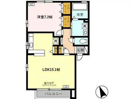 あいの風とやま鉄道 小杉駅(あいの風) 徒歩18分 2階建 築18年(1LDK/1階)の間取り写真