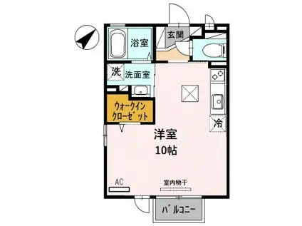 富山地鉄富山港線 粟島駅 徒歩7分 2階建 築19年(ワンルーム/1階)の間取り写真