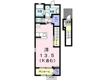 アザレアウエスト(ワンルーム/2階)の間取り写真