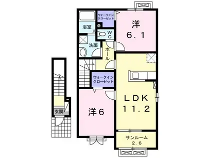パインⅡ(2LDK/2階)の間取り写真