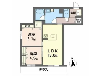 フトゥールム(2LDK/1階)の間取り写真