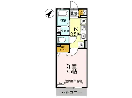富山地鉄富山市内線 富山大学前駅 徒歩11分 2階建 築9年(1K/2階)の間取り写真