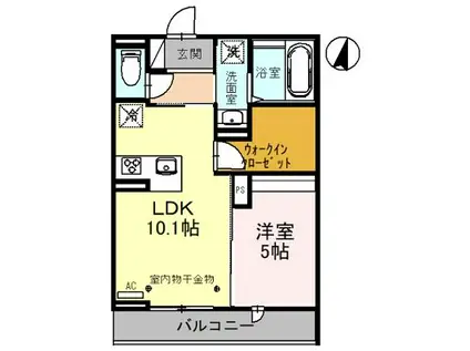 富山地鉄本線 稲荷町駅(富山) 徒歩6分 3階建 築3年(1LDK/2階)の間取り写真