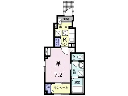 マハロ八丁道(1K/1階)の間取り写真