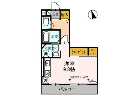 富山地鉄富山市内線 地鉄ビル前駅 徒歩9分 2階建 築8年(ワンルーム/1階)の間取り写真