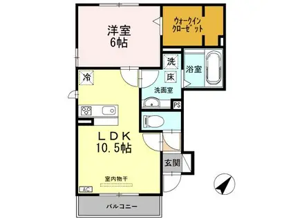 D-ROOMアシュラン(1LDK/1階)の間取り写真