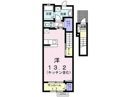富山地鉄不二越上滝 南富山駅 徒歩26分 2階建 築7年(ワンルーム/2階)の間取り写真