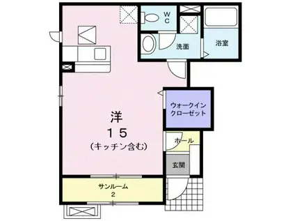 富山地鉄富山港線 粟島駅 徒歩5分 2階建 築14年(ワンルーム/1階)の間取り写真