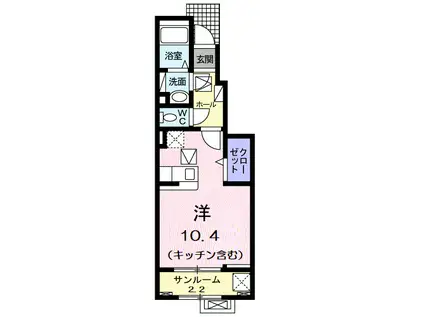 富山地鉄富山市内線 富山大学前駅 徒歩18分 2階建 築8年(ワンルーム/1階)の間取り写真