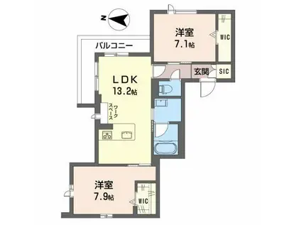 富山地鉄富山市内線 堀川小泉駅 徒歩5分 3階建 築2年(2LDK/2階)の間取り写真