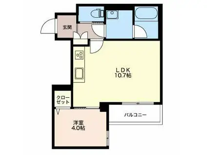 富山地鉄不二越上滝 大泉駅(富山) 徒歩5分 3階建 築5年(1LDK/1階)の間取り写真