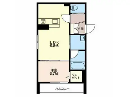 富山地鉄不二越上滝 大泉駅(富山) 徒歩8分 3階建 築6年(1LDK/1階)の間取り写真