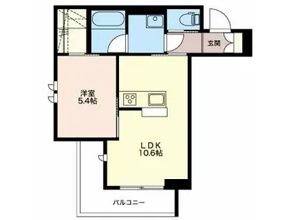 富山地鉄富山市内線 広貫堂前駅 徒歩4分 3階建 築6年(1LDK/3階)の間取り写真