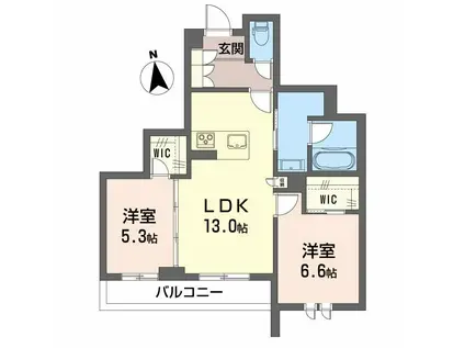 富山地鉄不二越上滝 不二越駅 徒歩2分 3階建 築1年(2LDK/1階)の間取り写真