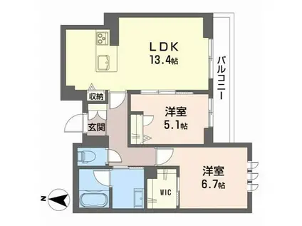 富山地鉄不二越上滝 南富山駅 徒歩14分 3階建 築1年(2LDK/3階)の間取り写真