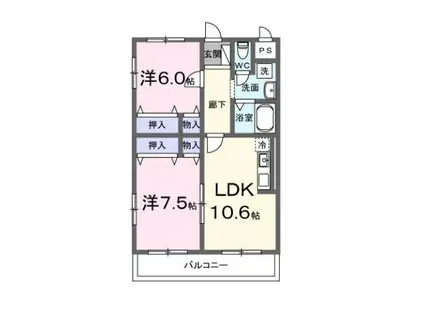 高山本線 婦中鵜坂駅 徒歩18分 3階建 築22年(2LDK/3階)の間取り写真