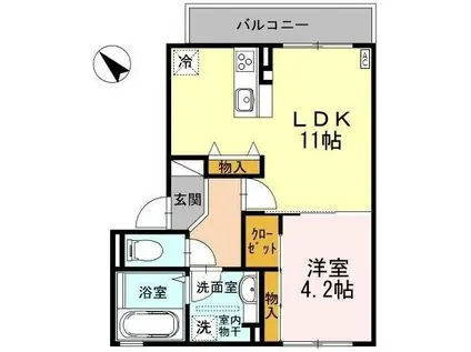 ネクサス(1LDK/2階)の間取り写真