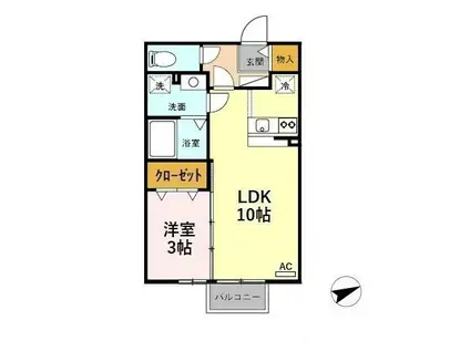 城端線 油田駅 徒歩25分 2階建 築21年(1LDK/2階)の間取り写真