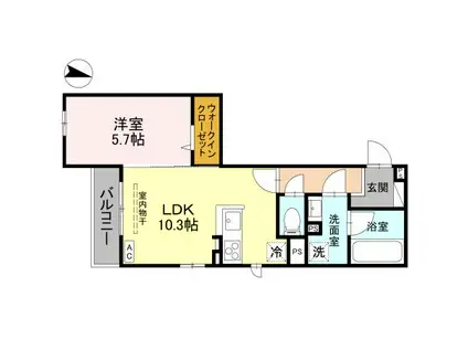富山地鉄富山市内線 丸の内駅(富山) 徒歩3分 3階建 新築(1LDK/3階)の間取り写真