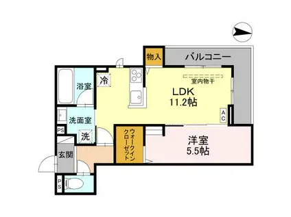 富山地鉄富山市内線 丸の内駅(富山) 徒歩3分 3階建 新築(1LDK/2階)の間取り写真