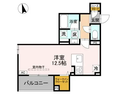 富山地鉄富山都心線 大手モール駅 徒歩8分 3階建 新築(ワンルーム/1階)の間取り写真