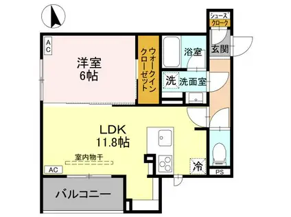 富山地鉄富山都心線 大手モール駅 徒歩8分 3階建 新築(1LDK/2階)の間取り写真