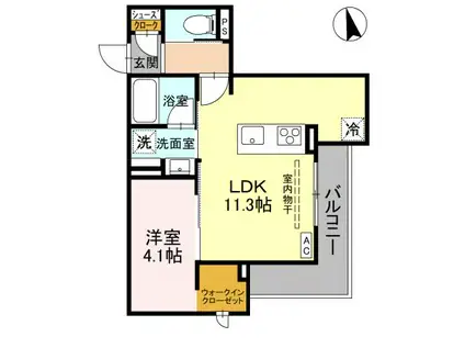 富山地鉄富山都心線 大手モール駅 徒歩8分 3階建 新築(1LDK/2階)の間取り写真