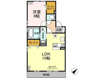 セジュール宝 A(1LDK/1階)の間取り写真