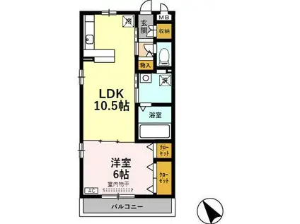 グラン・トレスJ(1LDK/2階)の間取り写真