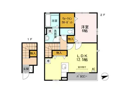 あいの風とやま鉄道 小杉駅(あいの風) 徒歩8分 2階建 築16年(1LDK/2階)の間取り写真