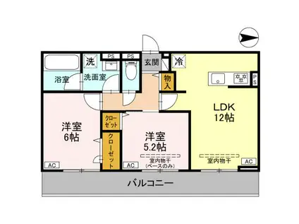 富山地鉄富山港線 奥田中学校前駅 徒歩10分 3階建 新築(2LDK/2階)の間取り写真