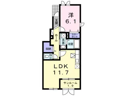 富山地鉄不二越上滝 朝菜町駅 徒歩31分 2階建 築9年(1LDK/1階)の間取り写真