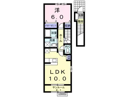 富山地鉄不二越上滝 大泉駅(富山) 徒歩32分 2階建 築13年(1LDK/2階)の間取り写真